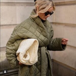 Mango MNG puffer long midi wrap tie coat